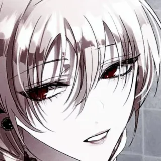 ⛩ Anime, Manga, czerwone oczy, białe włosy, postać, grafika, rysunek telegram sticker