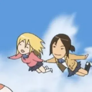 😄 Anime, Garotas, Voando, Céu, Desenho animado telegram sticker