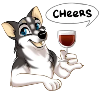 🍷 Cheers cachorro, saúde, vinho, copo, brinde, celebração, desenho animado telegram sticker
