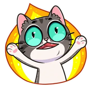 🔥 kucing, kartun, hewan, stiker, senang, imut, ramah whatsapp sticker