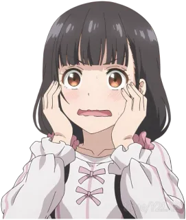 😱 anime, menina, assustada, fofa, desenho animado whatsapp sticker