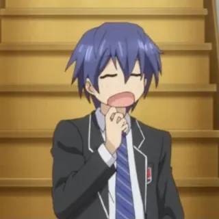 🥱 anime, boy, school uniform, yawning, bored telegram sticker