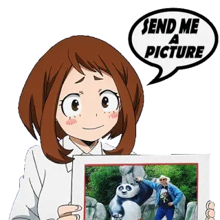 🤳 Ochaco Uraraka My Hero Academia SEND ME A PICTURE anime, dibujos animados, enviar foto, lindo telegram sticker