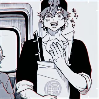 📰 もりもり anime, manga, eating, food, character telegram sticker