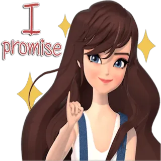 🙂 I promise promessa, fofo, menina, brilhos, desenho animado telegram sticker