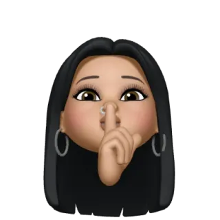 🤫 쉿, 조용, 침묵, 입에 손가락, 여자, 이모티콘 telegram sticker
