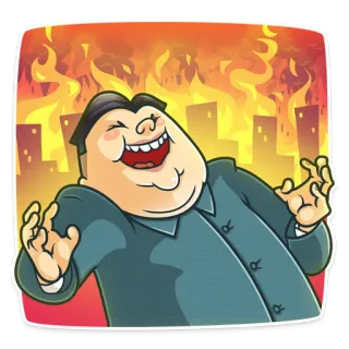 😂 Kim Jong-un dictator, North Korea, political figure, fire, destruction telegram sticker