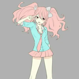 🦋 アニメガール, ピンク髪, 制服, 漫画, かわいい, カワイイ, イラスト telegram sticker