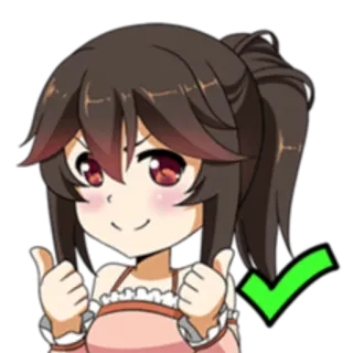 👍 Anime, Mädchen, Häkchen, Daumen hoch, Sticker, Cartoon whatsapp sticker