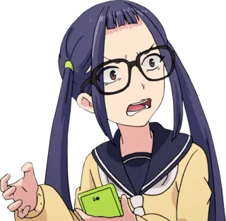 😱 动漫, 女孩, 生气, 眼镜, 手机 telegram sticker