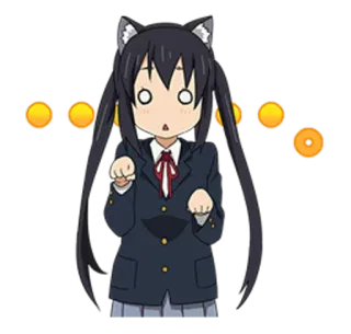 🔹 Azusa Nakano K-On! Аниме, K-On, Адзуса Накано, Милый, Кошачьи ушки, Каваий whatsapp sticker