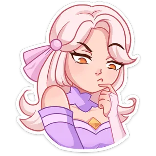🤔 Мультфильм, Аниме, Девушка, Наклейка, Думает, Милый telegram sticker