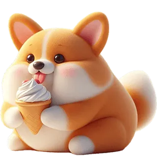 🍦 cachorro, corgi, sorvete, animal, fofo, kawaii, animal de estimação telegram sticker