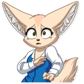 😰 volpe fennec, piangendo, triste, antropomorfo, cartone animato, personaggio whatsapp sticker