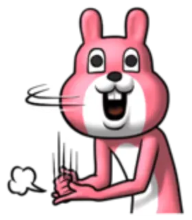 😯 conejo, rosa, dibujos animados, animal, gracioso whatsapp sticker