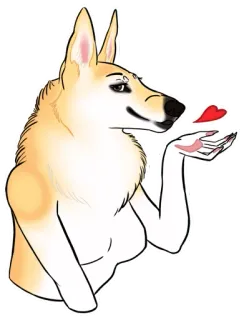 😘 anjing, hewan, cinta, hati, ciuman, kartun telegram sticker