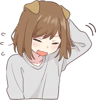 😰 Hund, schläfrig, Anime, Mädchen, Cartoon whatsapp sticker