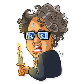 😨 cartoon, scared, candle, anxious, nervous telegram sticker