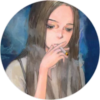 🔵 Курение, Сигарета, Женщина, Девушка, Портрет telegram sticker
