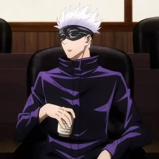 🤍 Satoru Gojo Jujutsu Kaisen anime, gojo, satoru, jujutsu kaisen, blindfold, white hair whatsapp sticker