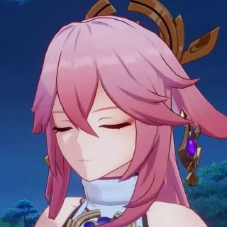 🌸 Yae Miko Genshin Impact アニメ, ビデオゲーム, キツネ, ピンク髪, キャラクター whatsapp sticker