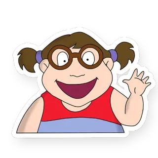 😃 cartone animato, ragazza, occhiali, che saluta telegram sticker