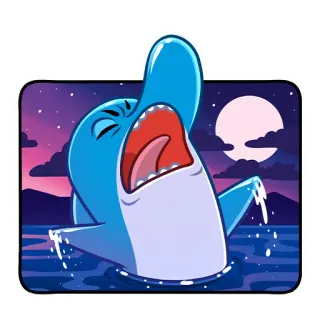 🌃 Акула, Мультфильм, Злой, Море, Животное, Ночь, Луна telegram sticker