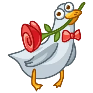 🌹 bird, duck, rose, love, cute, cartoon telegram sticker