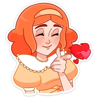 😉 만화, 소녀, 하트, 사랑, 로맨틱, 귀여운, 제스처 telegram sticker