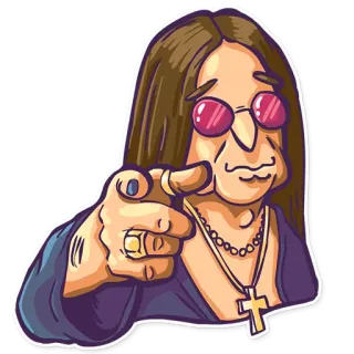 👆 Ozzy Osbourne Ozzy Osbourne, Rockstar, Cantor, Desenho animado, Heavy Metal, Música telegram sticker