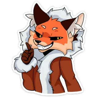 😏 renard, dessin animé, anthropomorphe, personnage, furry, animal, autocollant telegram sticker