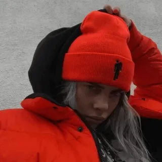 🕸 Billie Eilish Sänger, Hut, Porträt, Promi, Frau, Stil telegram sticker