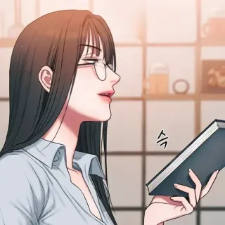 🥀 슉 mujer, gafas, libro, coreano, dibujo animado, mujer telegram sticker