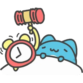 ⏰ cat, sleepy, alarm clock, hammer, cartoon, cute telegram sticker