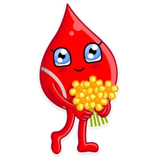 💐 blood, drop, flowers, cute, cartoon telegram sticker