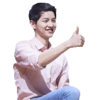 👍 pria, jempol ke atas, senyum, positif, gestur, korea whatsapp sticker