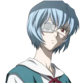 🌊 Rei Ayanami Neon Genesis Evangelion Rei Ayanami, Anime, Manga, Evangelion, ojo vendado, personaje, chica whatsapp sticker