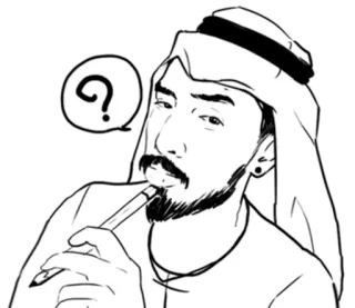 ❓ question, thinking, man, sketch, curious, traditional clothing telegram sticker