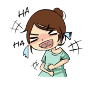 😂 HA rire, dessin animé, femme, heureuse, rire, joyeux whatsapp sticker