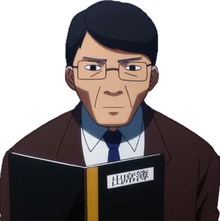 😐 出席簿 男, アニメ, アジア人, 眼鏡, 読書, 本 telegram sticker