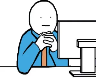 😕 stick figure, computer, thinking, internet telegram sticker