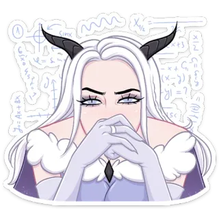 😑 demon, duivel, wiskunde, vergelijkingen, cartoon, sticker, wetenschap, hoorns telegram sticker