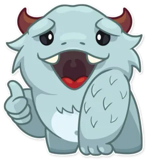 👍 mostro, carino, pollice in su, cartone animato, adesivo whatsapp sticker