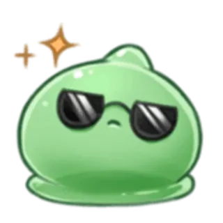 😎 слайм, крутой, солнцезащитные очки, милый, зеленый, блестки, капля telegram sticker