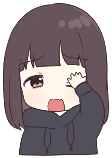 😓 Anime, Chica, triste, llorando, emocional, Chibi, Dibujo animado telegram sticker