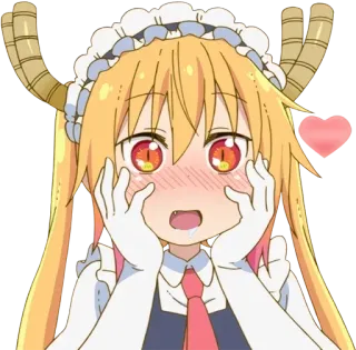 😍 Tohru Miss Kobayashi's Dragon Maid アニメ, ドラゴン, メイド, 可愛い, かわいい, 照れ, トール telegram sticker
