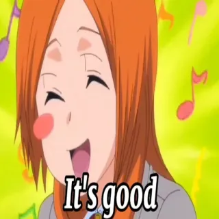 😄 It's good anime, cartoon, happy, orange hair telegram sticker