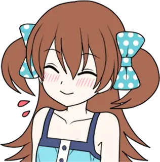 ☺️ dziewczyna anime, słodkie, kreskówka, kobieca, uśmiechnięta, brązowe włosy, postać anime, ilustracja telegram sticker