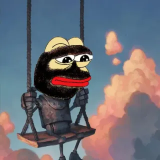 🐸 meme, pepe, sad, frog, cartoon, illustration, swing telegram sticker