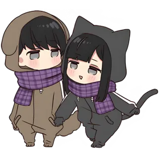 🏃‍♀ anime, kawaii, couple, chibi, cute telegram sticker